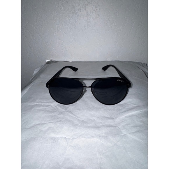 Prada Other - Prada Linea Rossa Mens Black Aviator Sunglasses PS 51US Red Logo Stripe